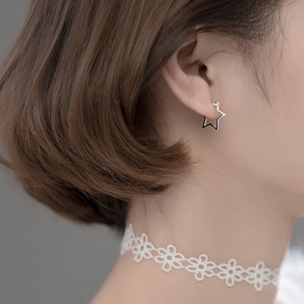 Star Shape Huggie Hoop Earrings