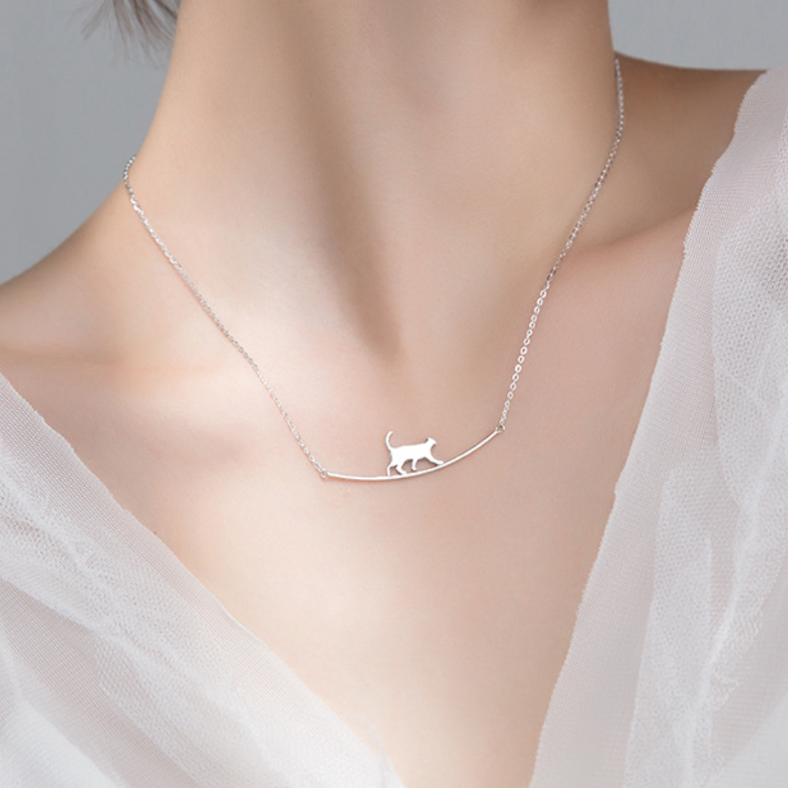 Cat Silhouette Pendant Necklace