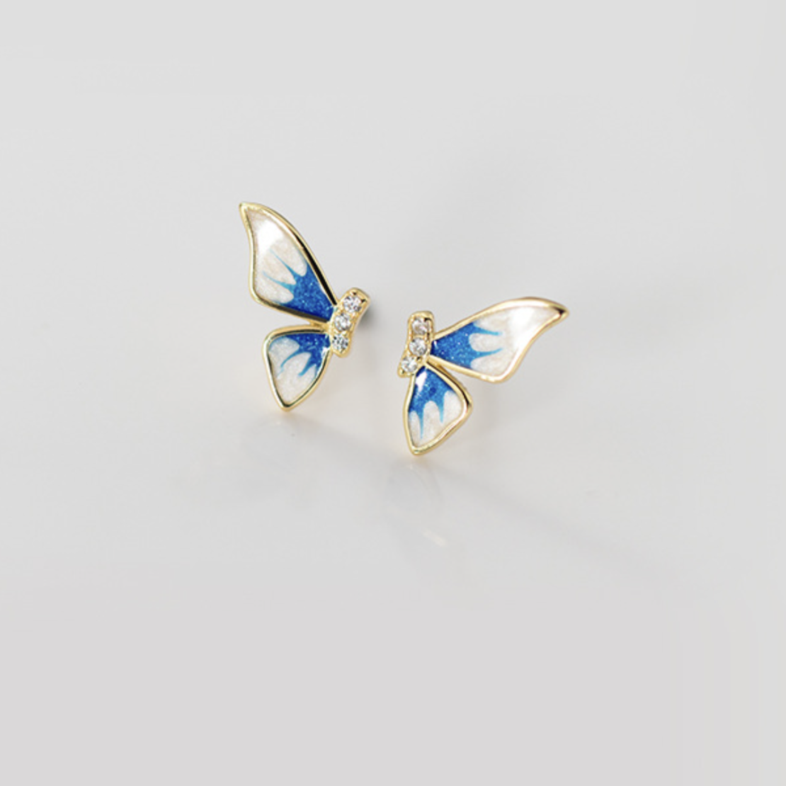 Sterling Silver Butterfly Wing Studs