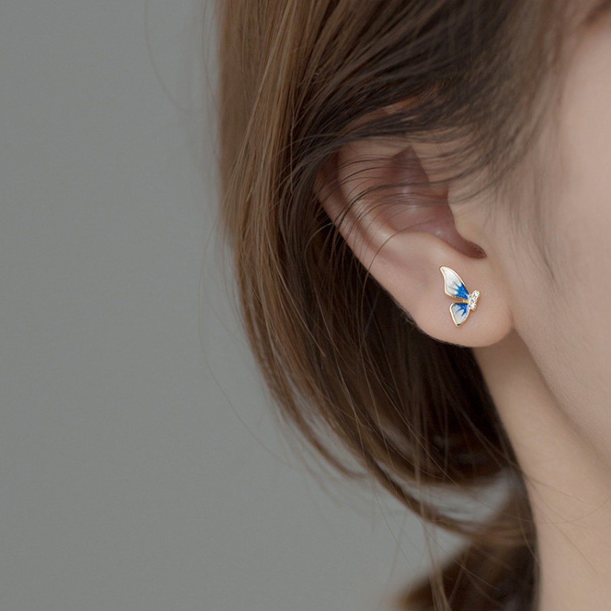 Crystal Detail Butterfly Wing Stud Earrings