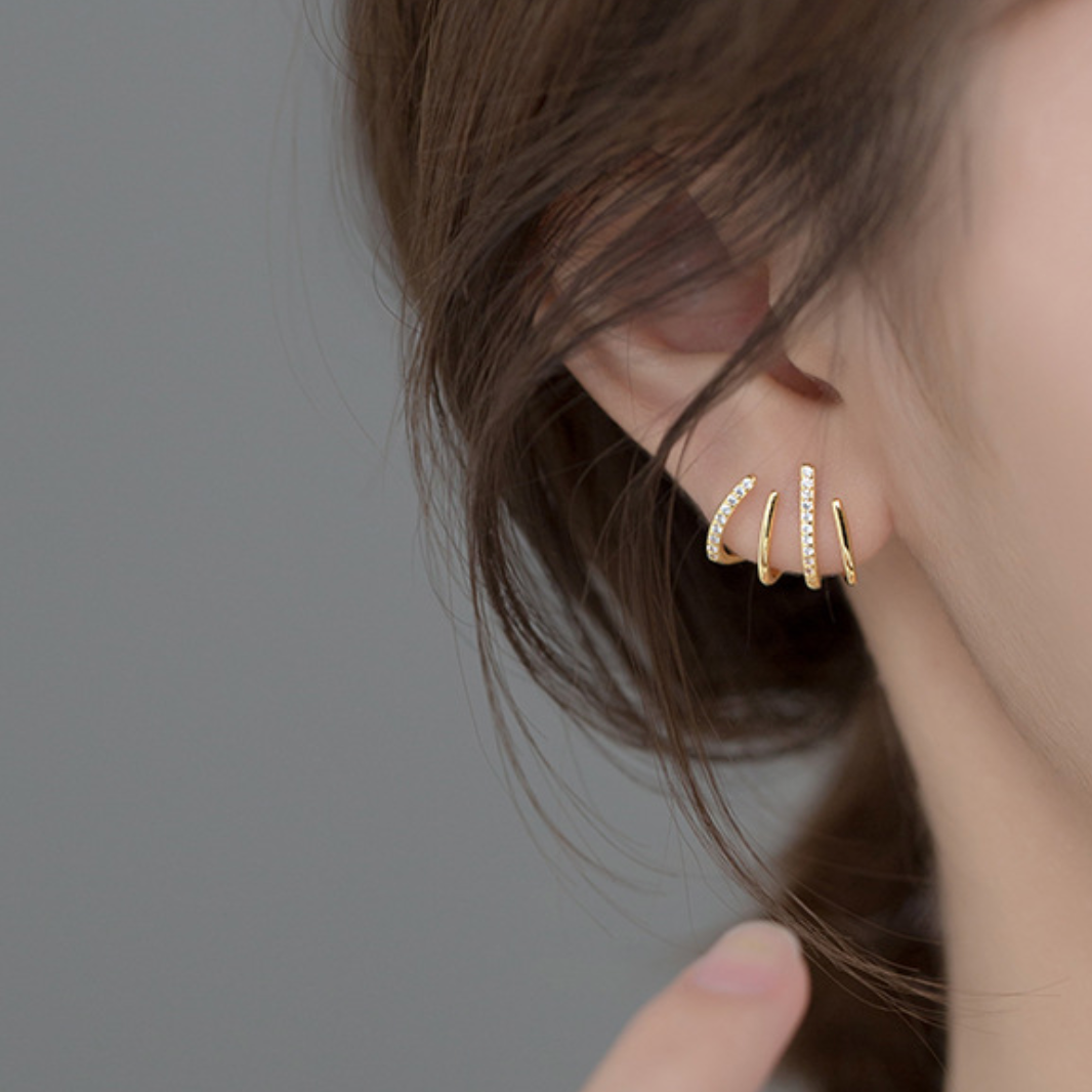 Sparkly Huggie Cuff Effect Stud Earrings