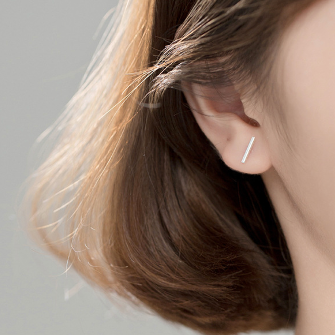 Simple Bar Screw Back Stud Earrings
