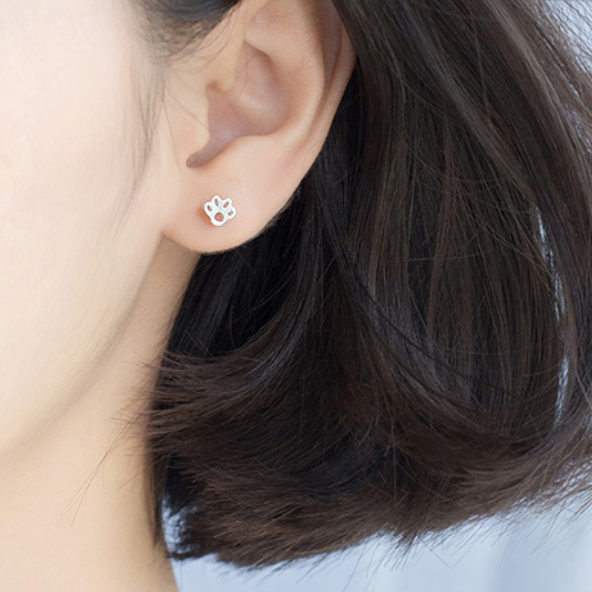 Tiny Paw Print Stud Earrings