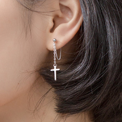 Cross Dangle Stud Earrings