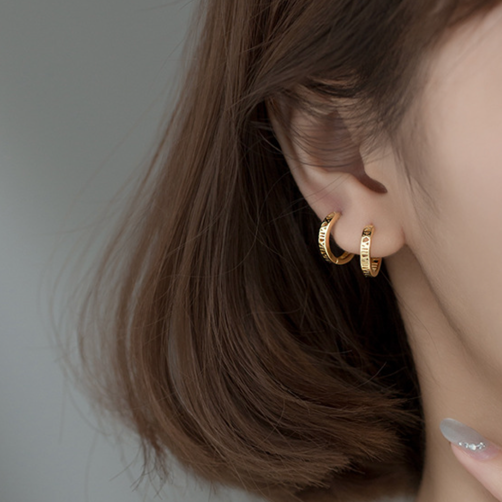Roman Numeral Hoop Earrings