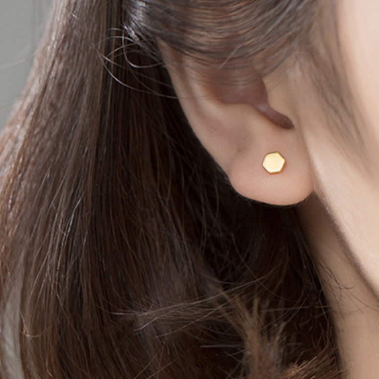 Minimalist Hexagon Stud Earrings