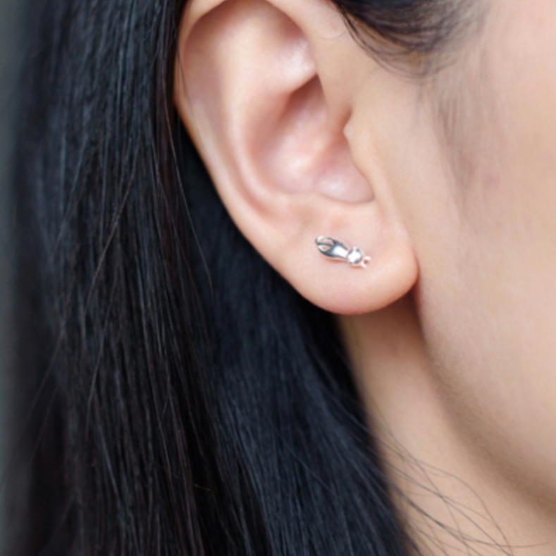 Tiny Dangling Cat Stud Earrings