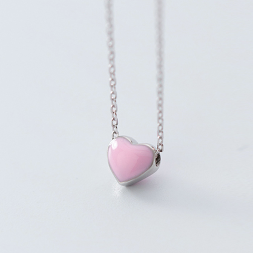 Red, Pink or Green Heart Necklace