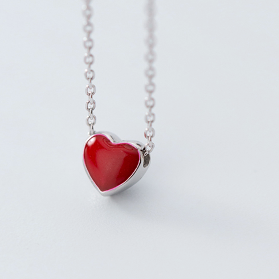 Red, Pink or Green Heart Necklace