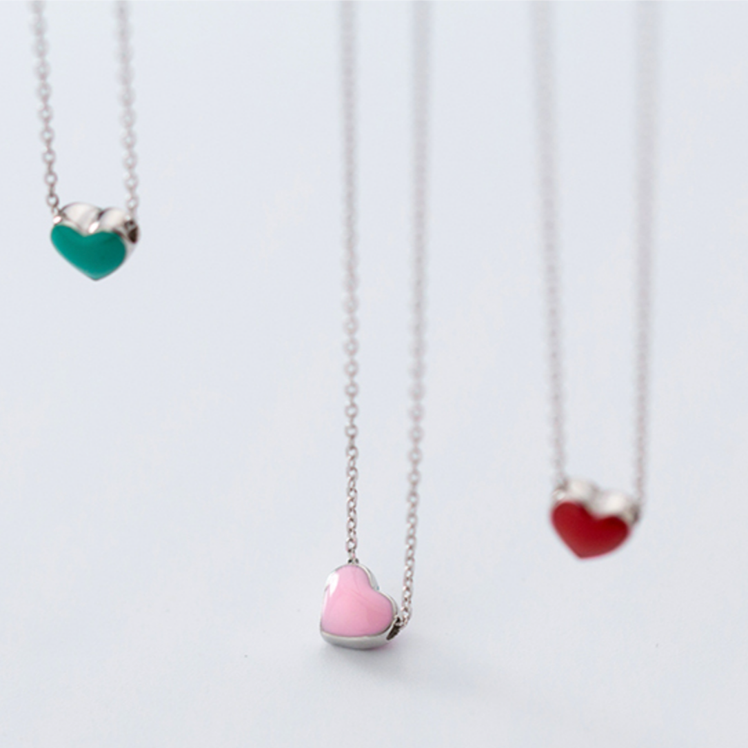 Red, Pink or Green Heart Necklace