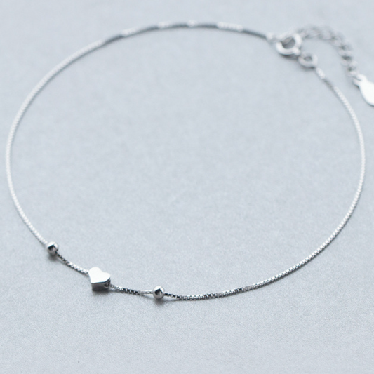 Sliding Heart Bead Chain Anklet