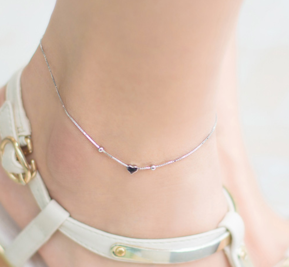 Sliding Heart Bead Chain Anklet
