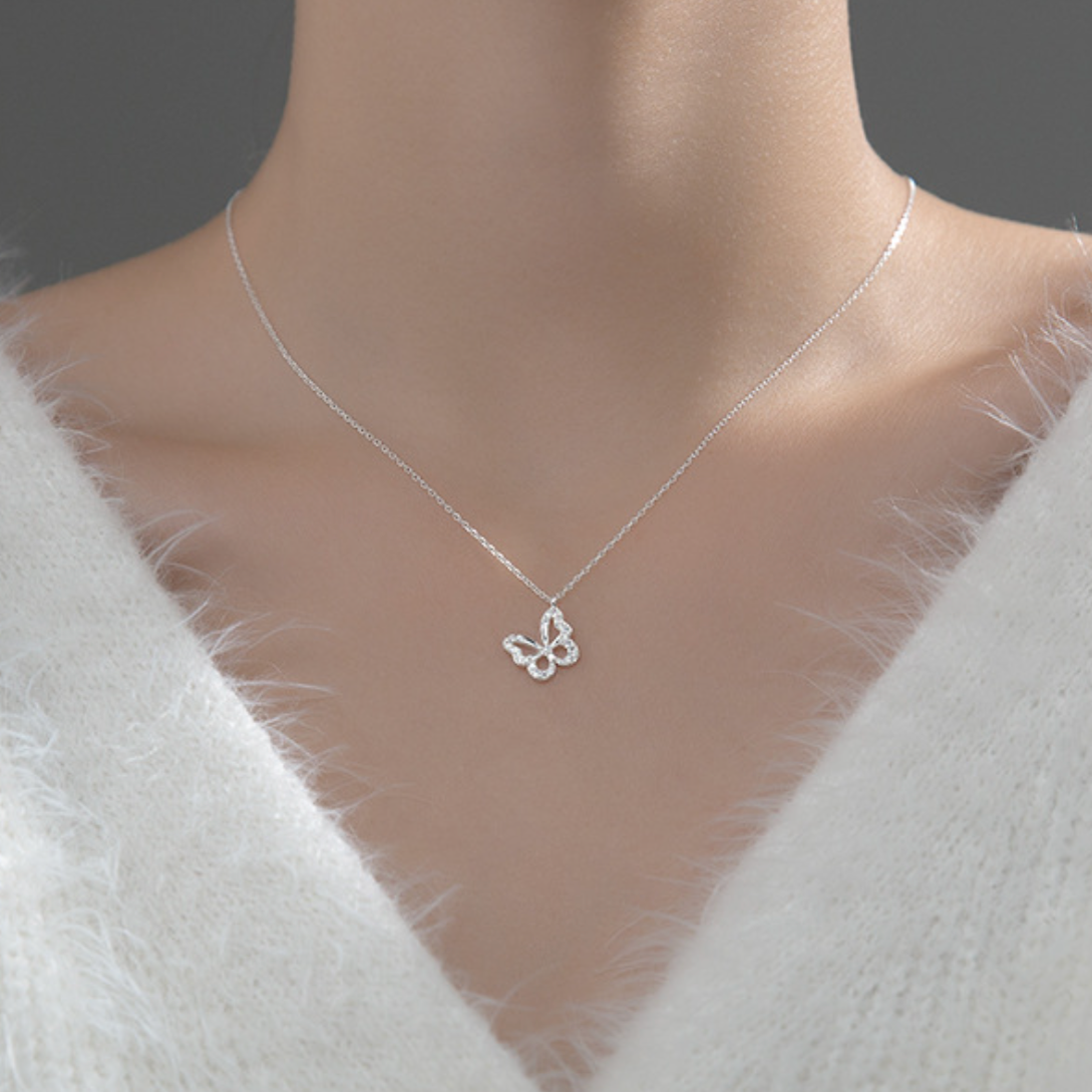 Sparkly Butterfly Pendant Necklace