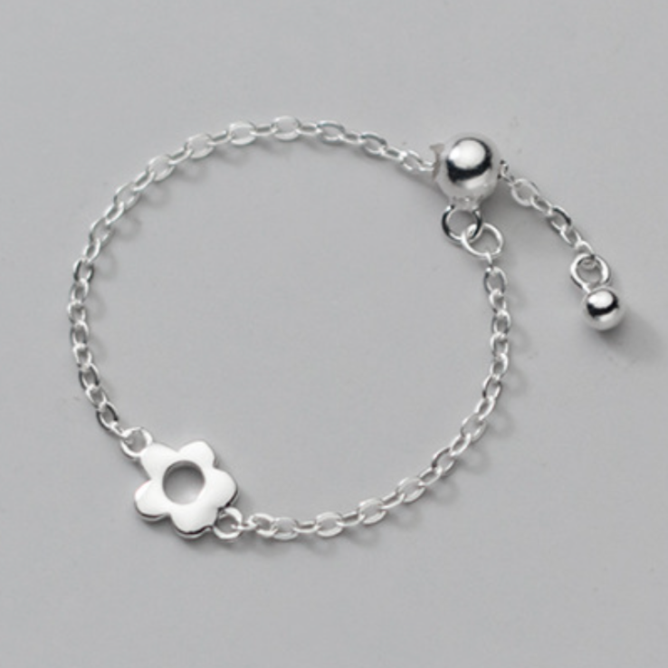 Flower Charm Adjustable Chain Ring