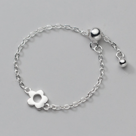 Flower Charm Adjustable Chain Ring