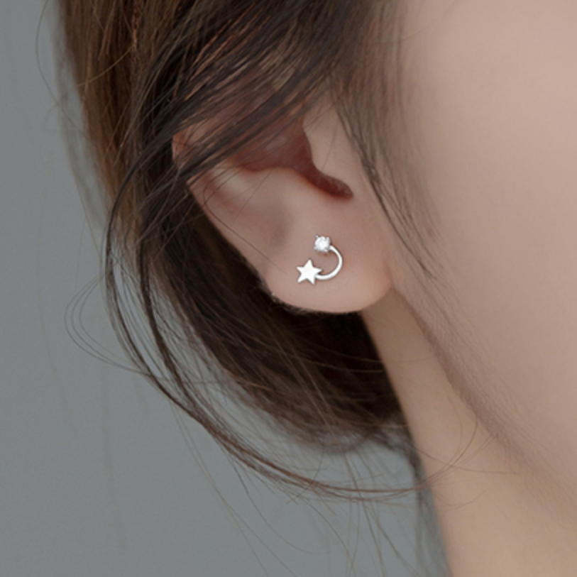 Crystal Detail Moon and Star Earrings