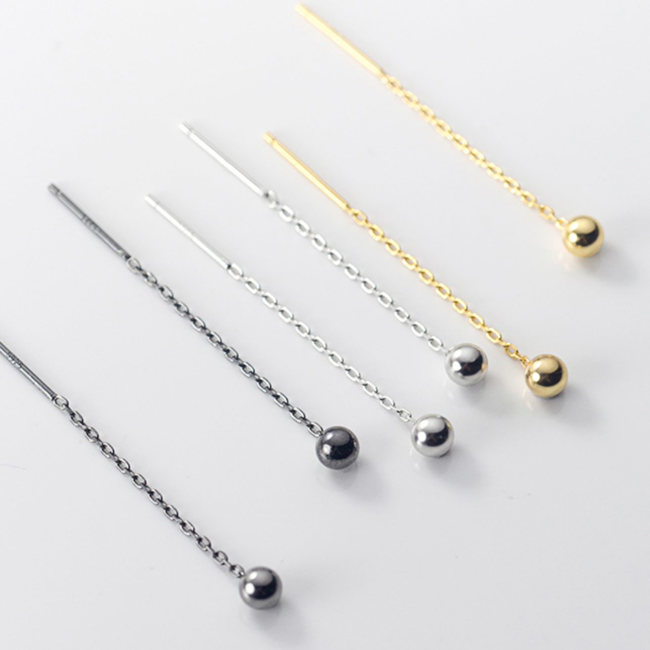 Sterling silver 2025 threader chain earrings