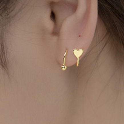 Screw Back Heart Spiral Earrings
