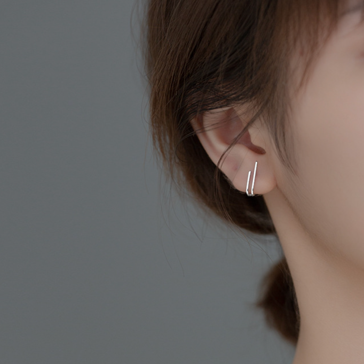Double Bar Cuff Stud Earrings