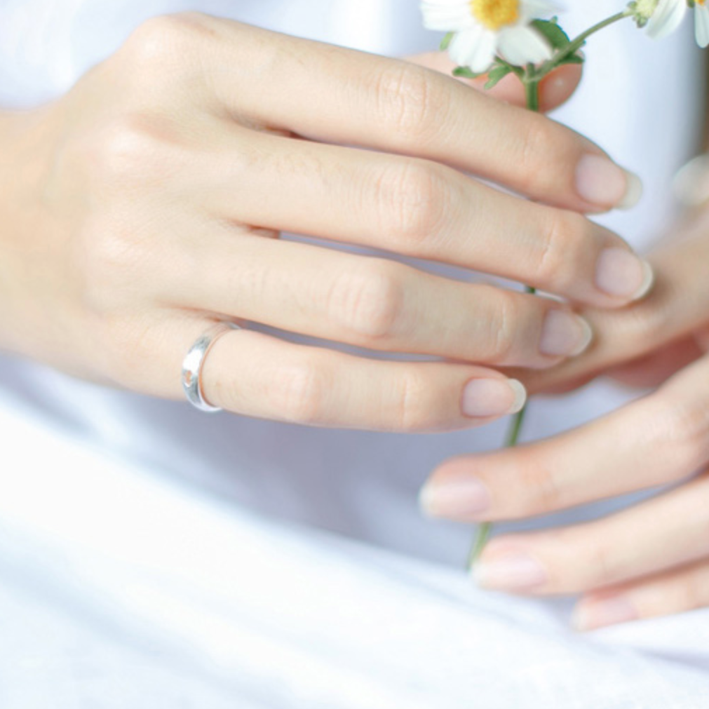 Brushed Silver Heart Cut Out Ring