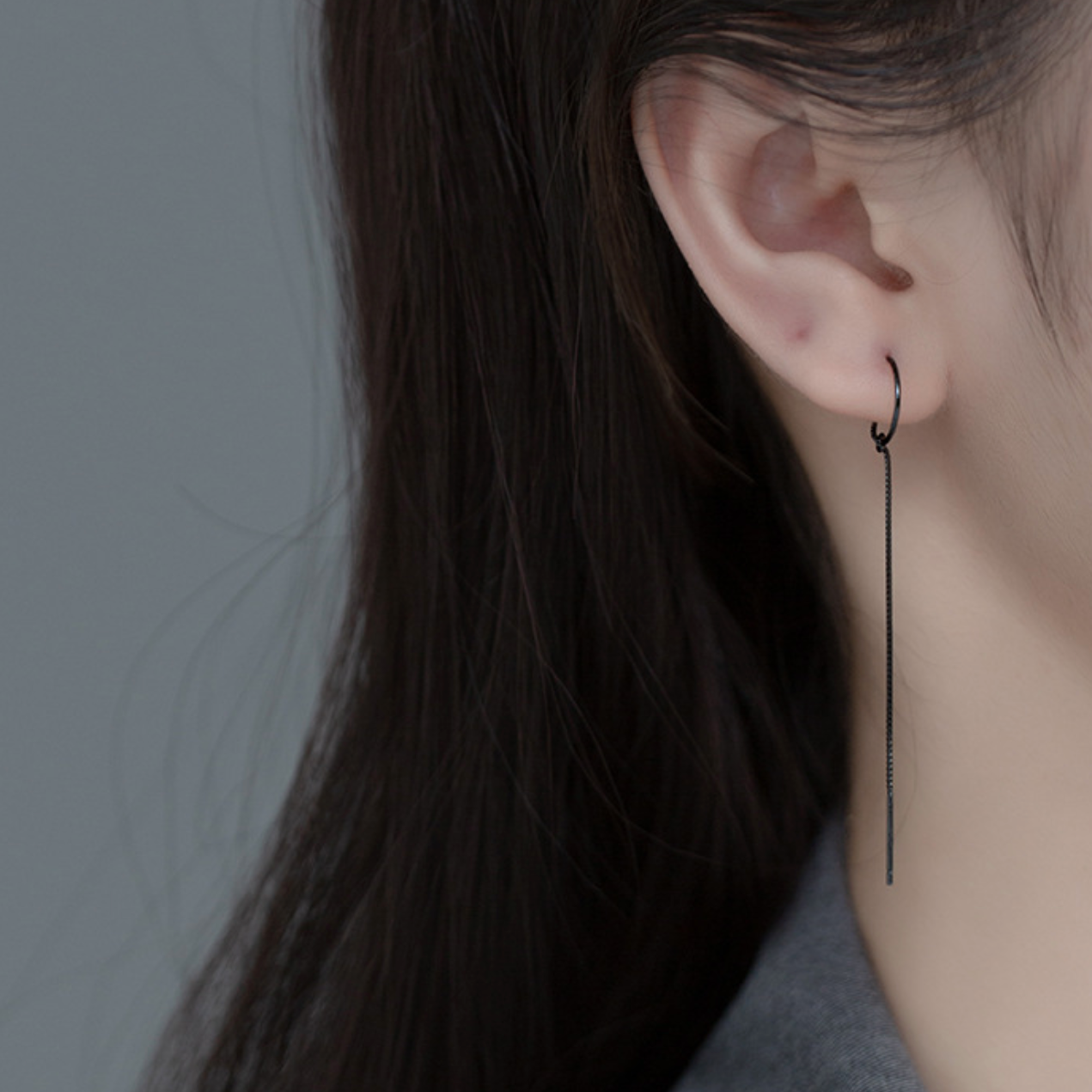 Hoop Earrings with Chain Drop