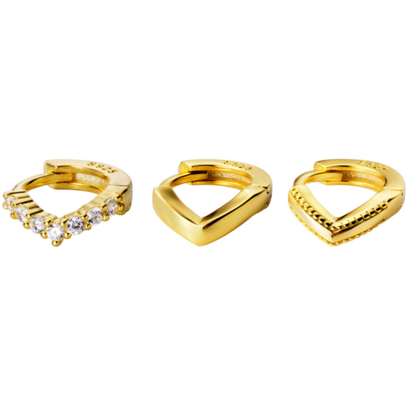 Crystal Chevron Huggie Hoop Earrings