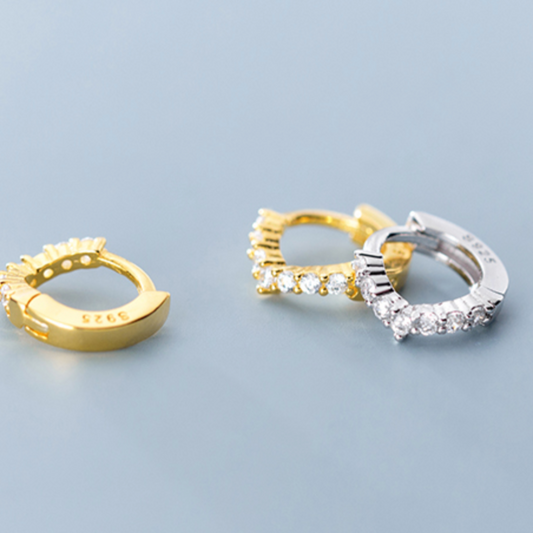 Crystal Chevron Huggie Hoop Earrings