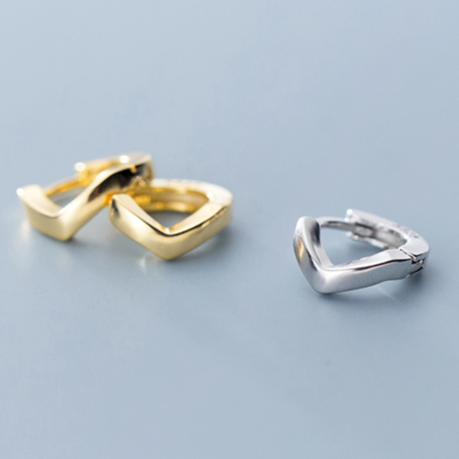 Crystal Chevron Huggie Hoop Earrings