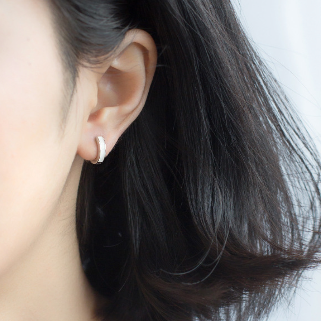 Black or White Huggie Hoop Earrings