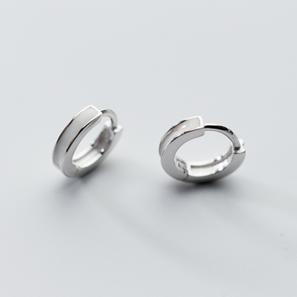 Black or White Huggie Hoop Earrings
