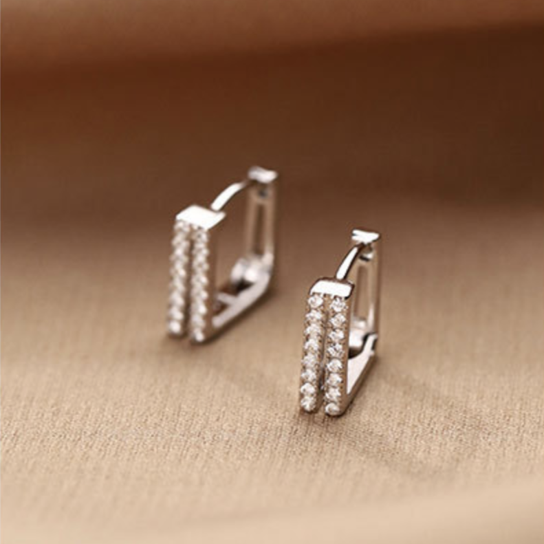 Zirconia Square Hugging Hoops