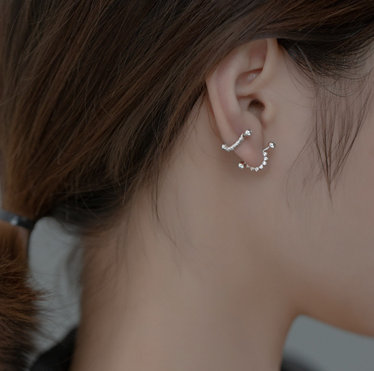 Spike Huggie Screw Back Stud Earrings