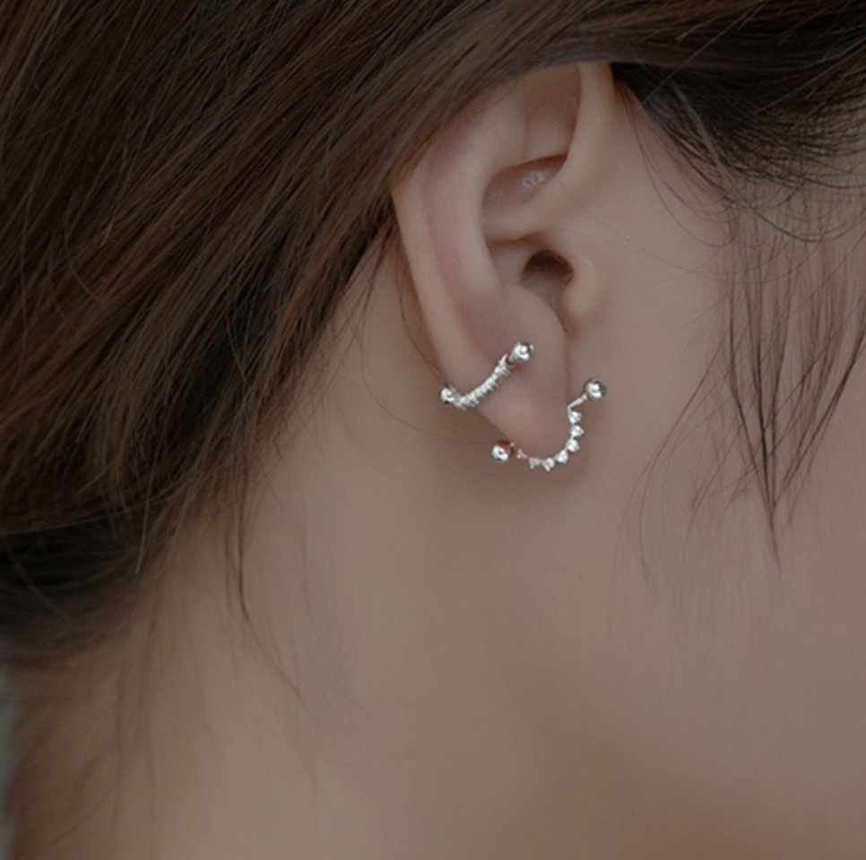 Spike Huggie Screw Back Stud Earrings