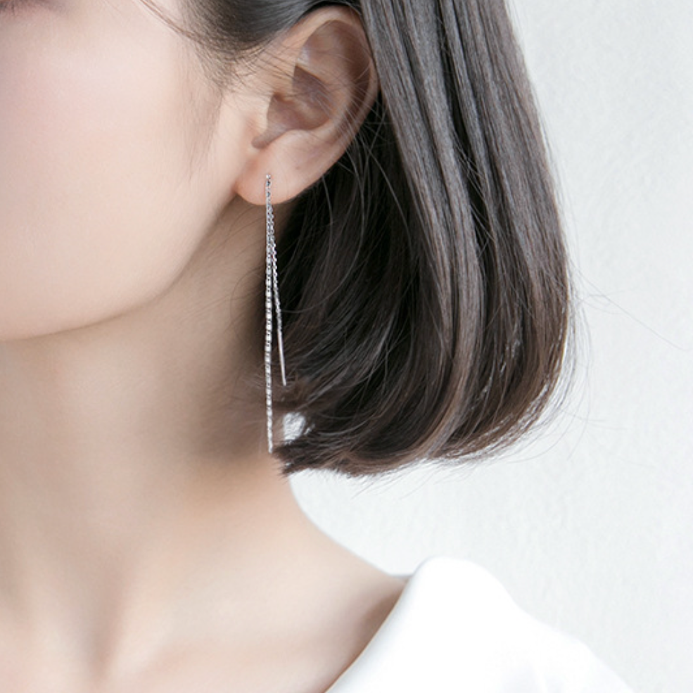 Flat Link Chain Threader Earrings