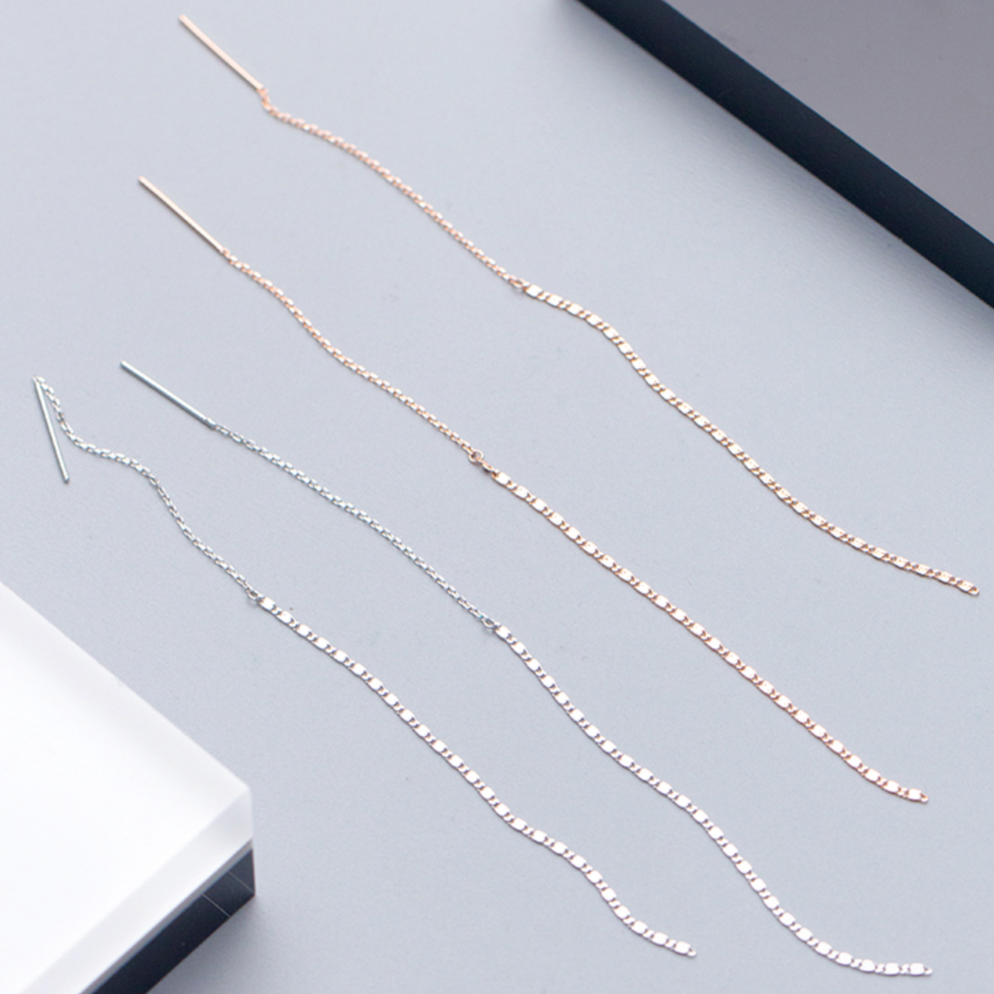 Flat Link Chain Threader Earrings