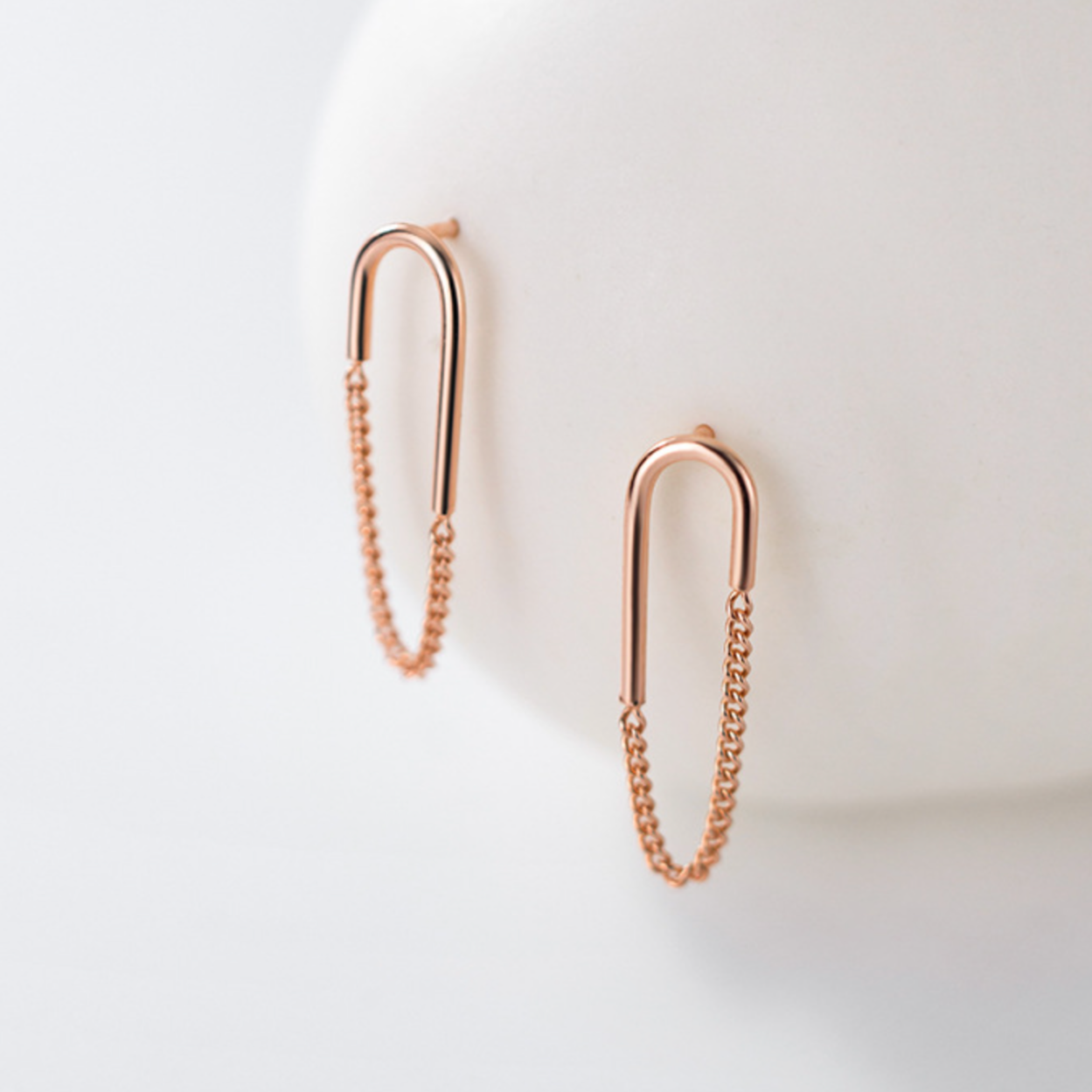 Chain Loop Dangle Stud Earrings