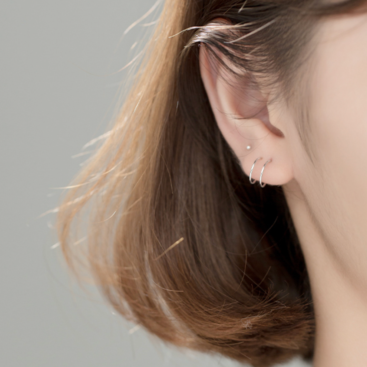 Double Bar Huggie Hoop Cuff Earrings