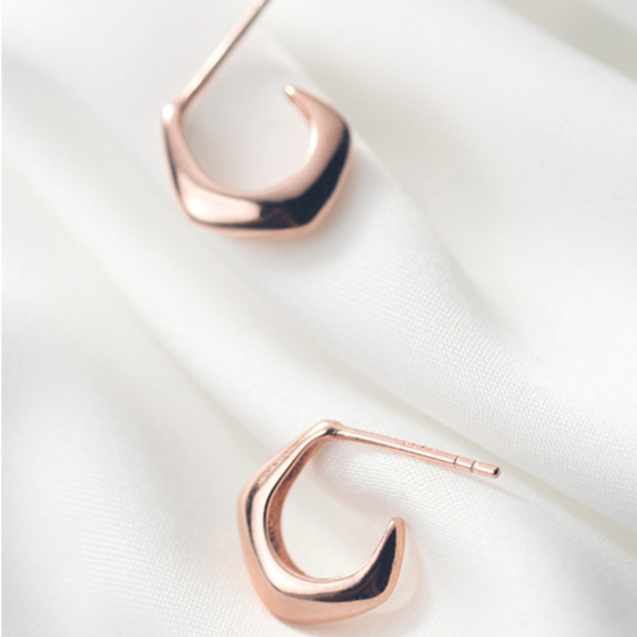 Sterling Silver Geometric Open Hoops