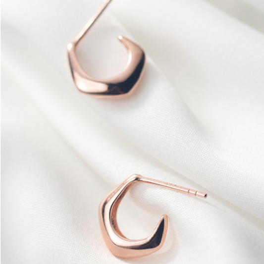 Angular Huggie Hoop Stud Earrings