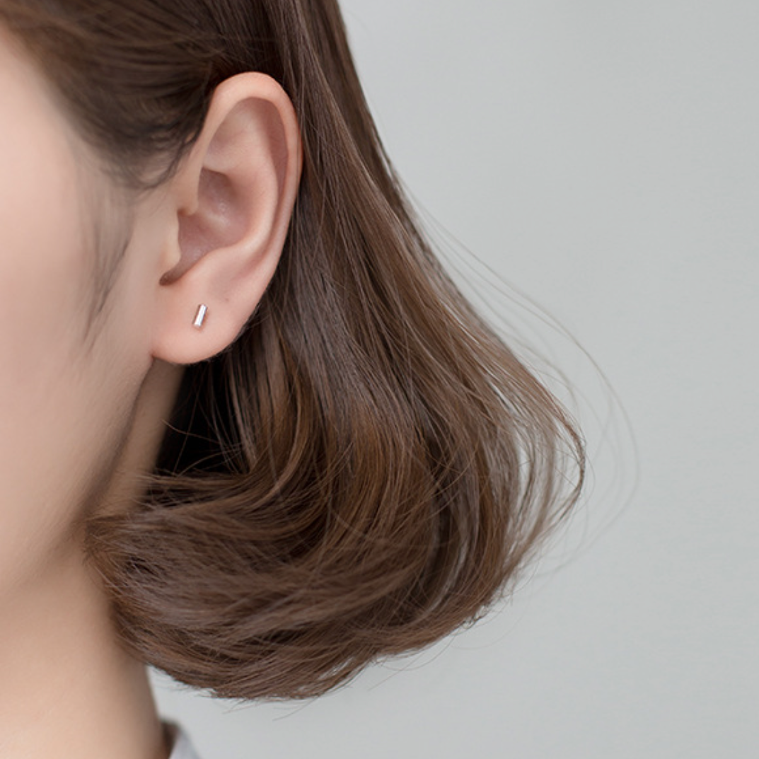 Tiny Bar Stud Earrings