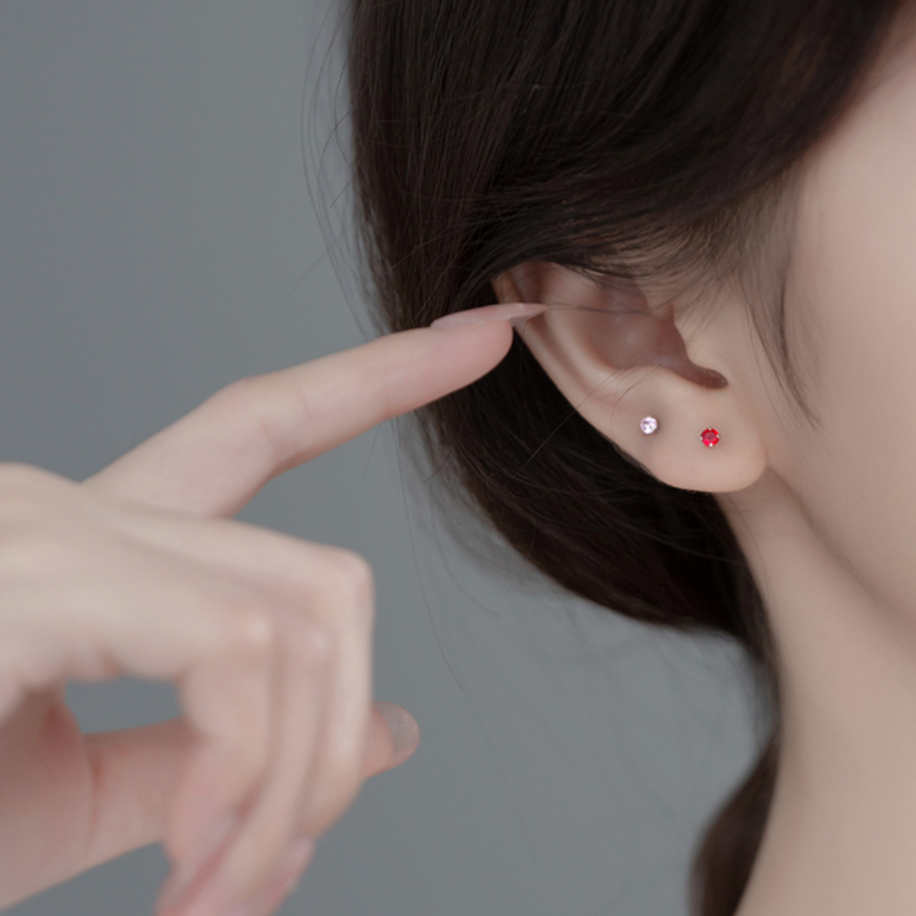 Tiny Colourful Rhinestone Stud Earrings