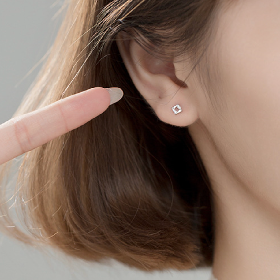 Sparkly Square Stud Earrings