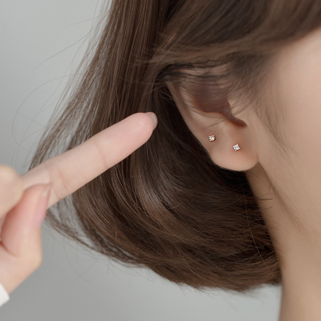 Tiny White Crystal Stud Earrings