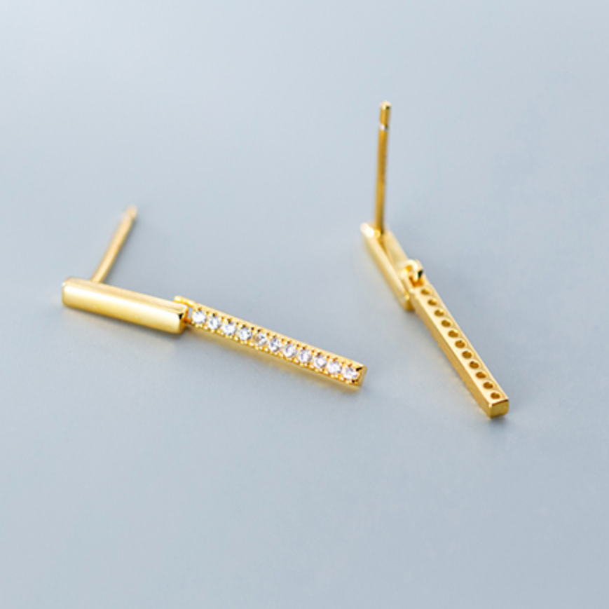 Crystal Detail Bar Drop Stud Earrings