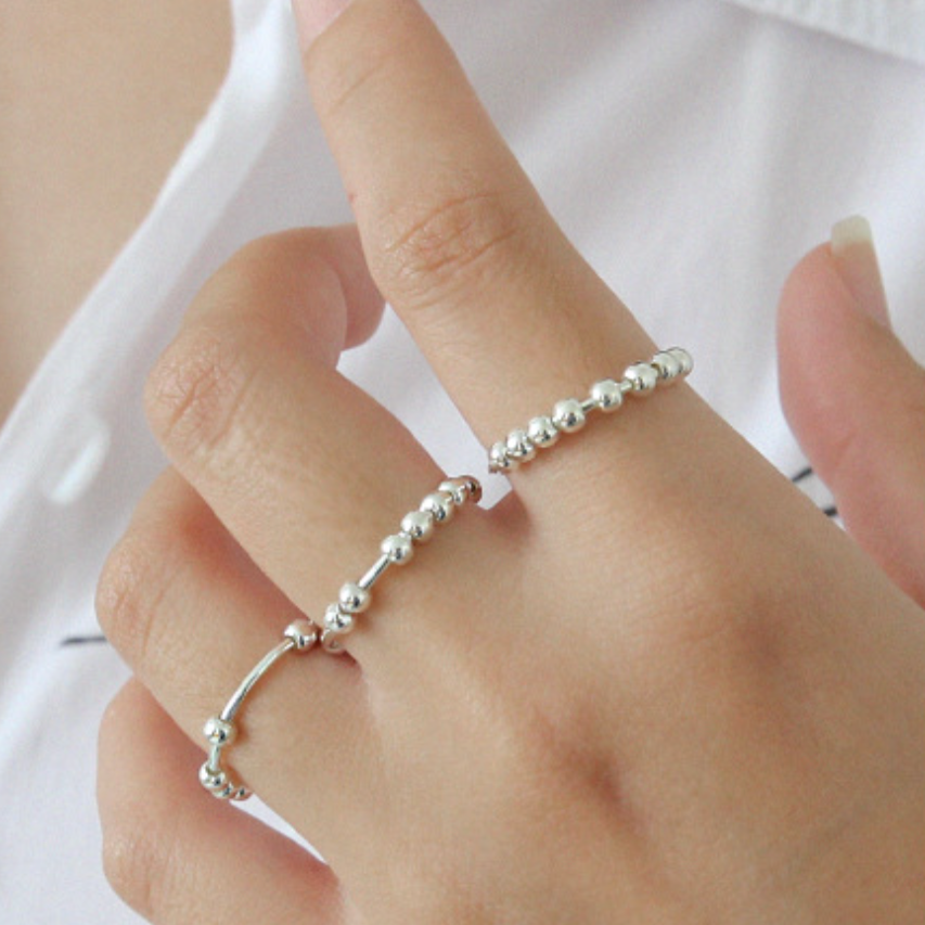 Silver Beaded Ring
