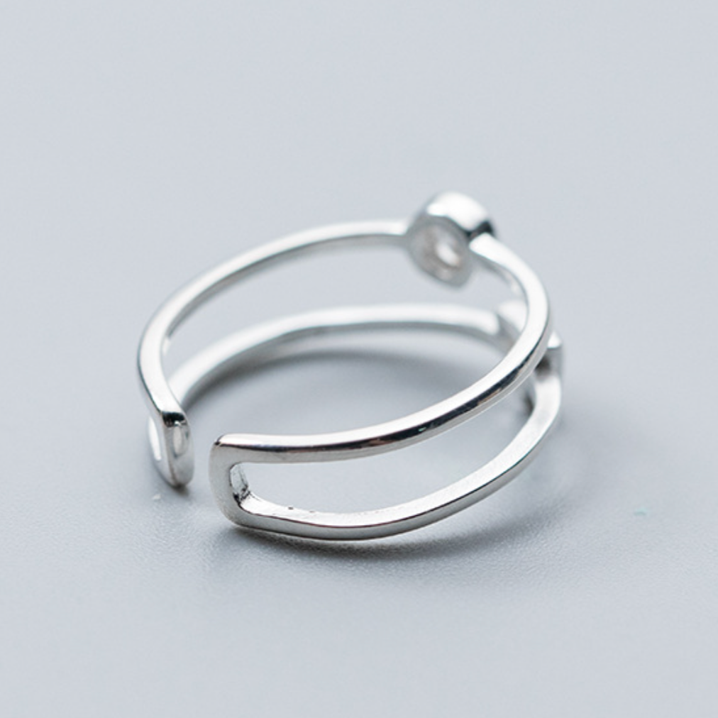 Circle and Triangle Crystal Adjustable Ring