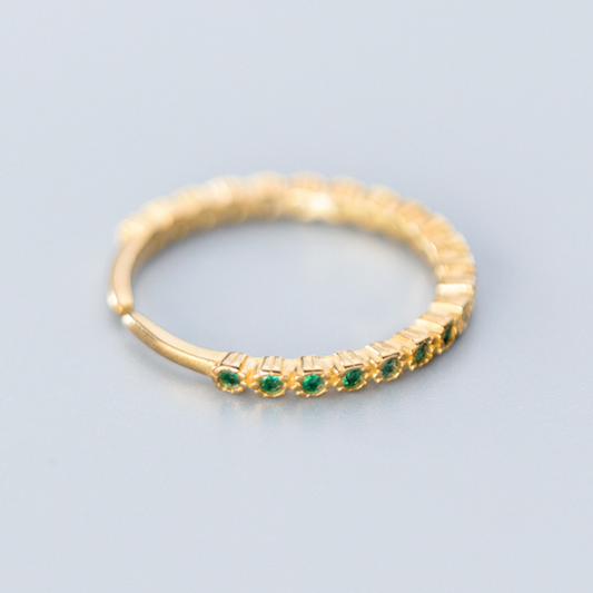 Green Crystal Band Adjustable Ring