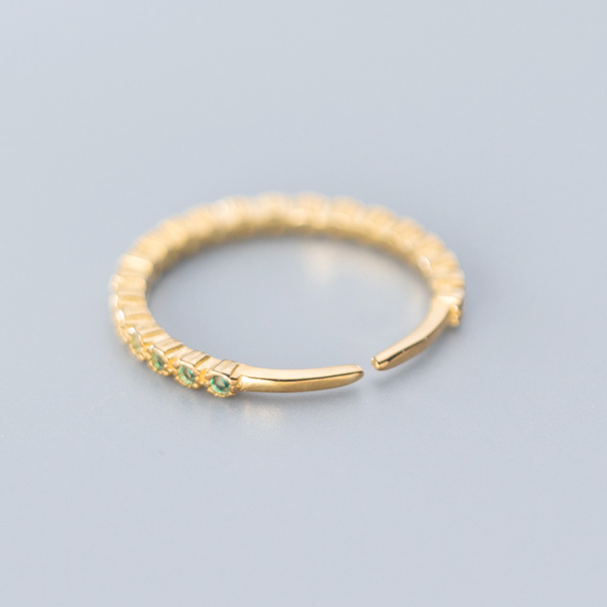 Green Crystal Band Adjustable Ring