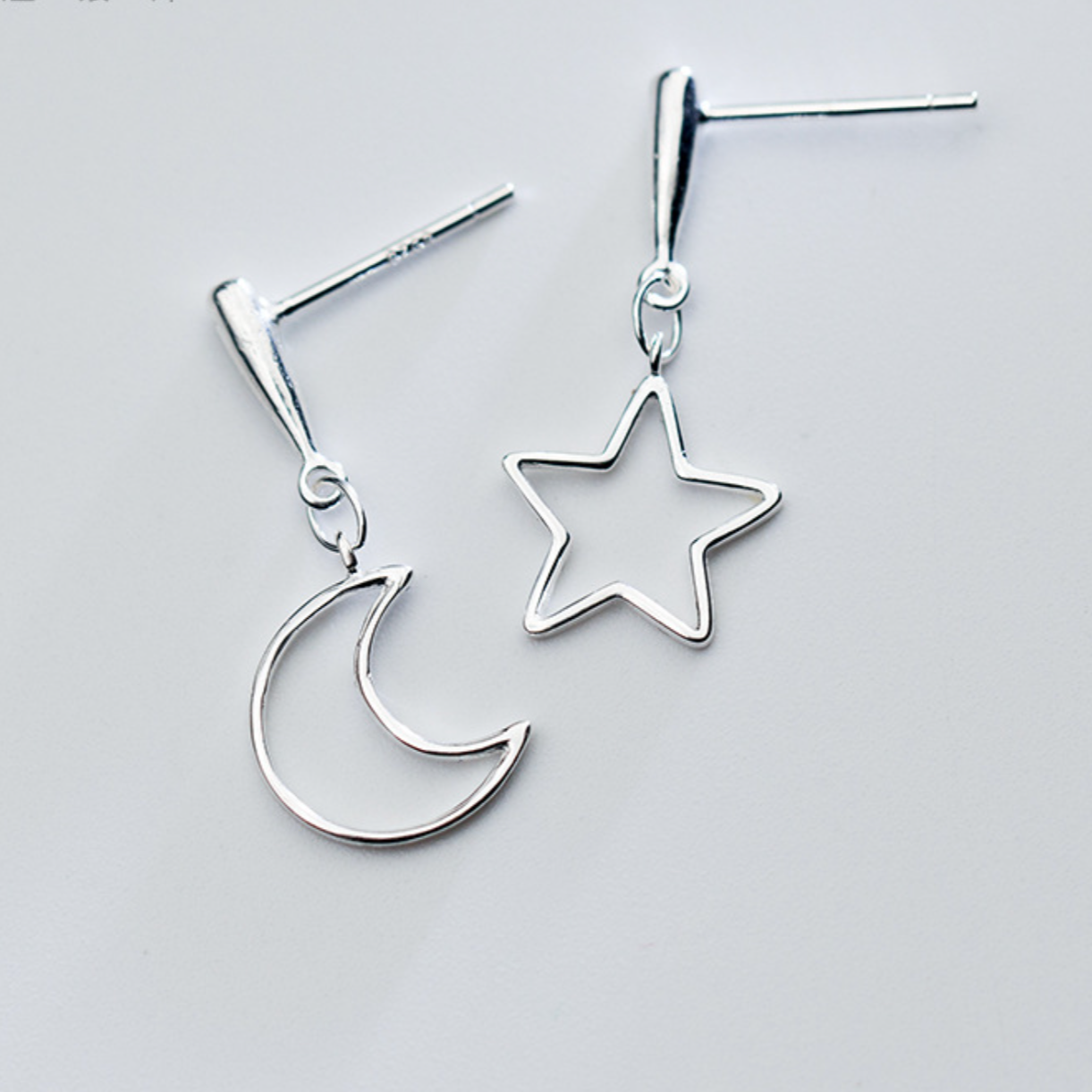 Moon and Star Drop Stud Earrings