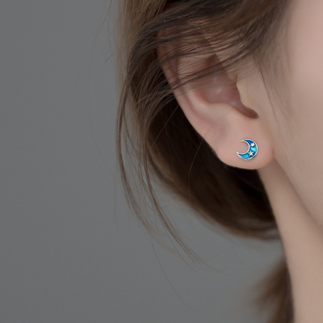 Sterling Silver Astronaut Asymmetrical Studs